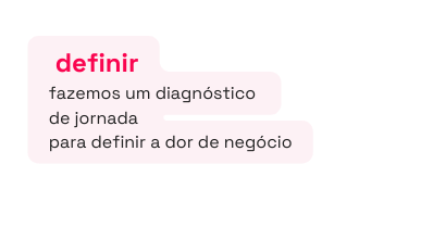 definir fazemos um diagnóstico de jornada para definir a dor de negócio